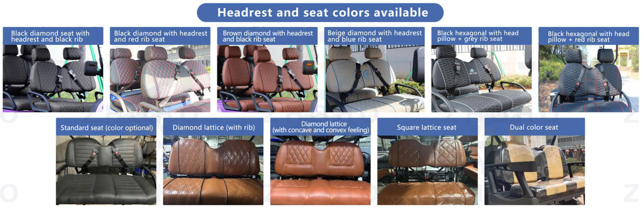 Headrest and seat colour options collage
